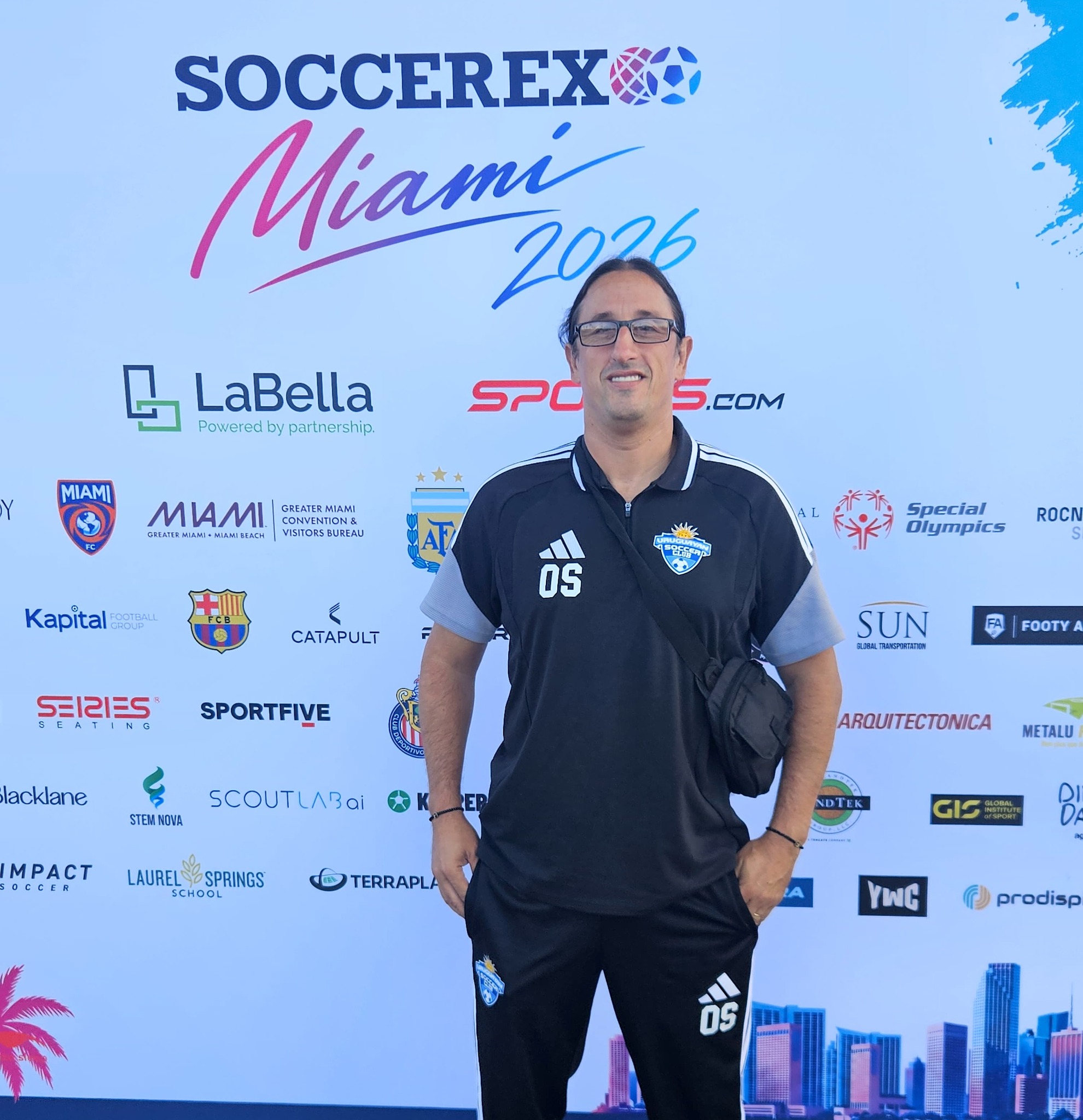 Oscar Silveira representing Uruguayan Soccer Club at the official Soccerex Miami 2026 event.