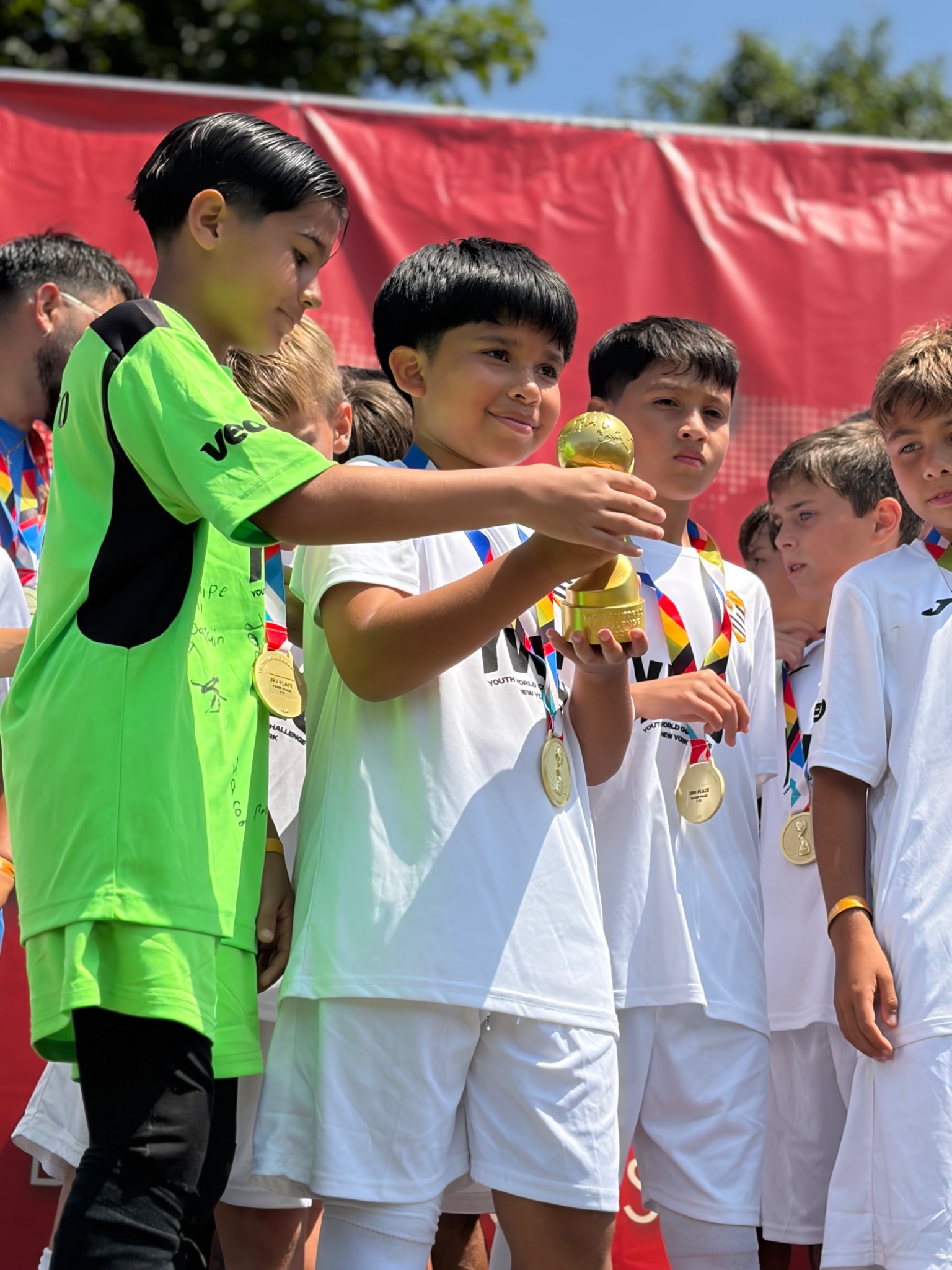 Uruguayan Soccer Club players learning together